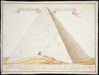 Veduta prospettica di una piramide in Egitto, c.1700