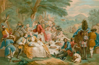 Una festa di caccia a pranzo