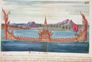 Una barca da parata siamese, da un resoconto dei gesuiti in Siam, 1688