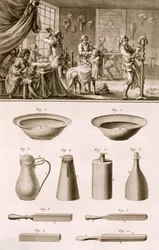 Un barbiere e i suoi attrezzi, dall