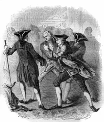 Un confronto tra "Gluckisti" e "Piccinisti" che illustra la rivalità tra i compositori Christoph Willibald Gluck e Niccolò Vito Piccinni. Incisione del 1856