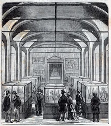 Una stanza del Conservatoire des Arts et Métiers nel XIX secolo - Incisione in 