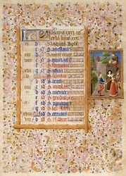 Pagina del calendario per maggio, da un libro delle ore