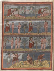 Add. 10546, f.5v La creazione di Adamo ed Eva