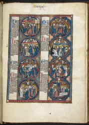 Add MS Harley 1527, f.105r, miniature dalla Bible moralisée