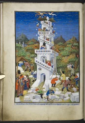 Costruzione della Torre di Babele, dal Libro delle Ore (Le Ore di Bedford)