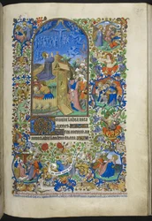 Agonia nel Giardino, con scene aggiuntive nel bordo, da Libro delle Ore (The Bedford Hours) c.1410-30