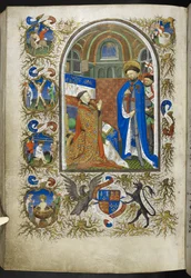 Duca di Bedford davanti a San Giorgio, dal Libro delle Ore (Le Ore di Bedford) c.1410-30