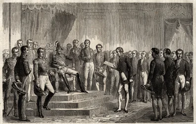 Discorso dei 221 - Lo statista liberale Roy-Collard presenta il Discorso dei 221 - Pierre Paul Royer-Collard legge al re francese Carlo X il discorso dei 221 per protestare contro il Regolamento del 1830 - Pierre Paul Royer Collard (1763-1845)