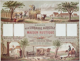 Almanacco che illustra metodi tradizionali e moderni di agricoltura, c.1870-80