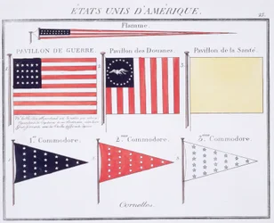 Bandiere e pennoni marittimi americani, da un libro francese delle bandiere, c.1819