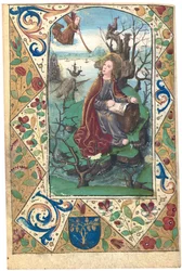 Un angelo appare a Maria Maddalena nel deserto, illustrazione dal Libro delle Ore, Uso di Roma