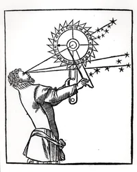 Un astrolabio, illustrazione da Cosmographia di Petrus Apianus (1495-1552), pubblicata a Parigi da Vivant Gualtherot, 1551