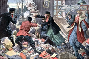 Rivoluzionari anarchici che combattono contro i poliziotti russi, vicino a Mosca