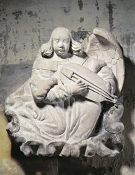 Angelo musicista che suona uno strumento a corda (bassorilievo)