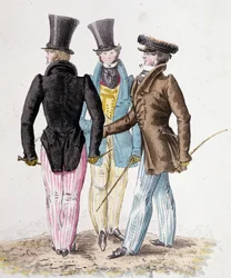 Anglomani, uomini in abito - litografia