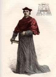 Antoine Duprat, cardinale legato francese (1463-1535) - Cardinale Antoine Duprat (1463-1535) - incisione da "La storia di Francia raccontata ai miei nipoti" - di François Guizot - 1872-1876