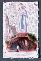 Apparizione della Madonna di Lourdes, inciso da Bouasse-Lebel, c.1867