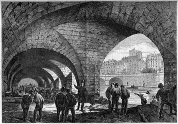Architettura: vista della volta sotterranea del Quai de Gevres a Parigi