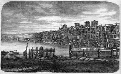 Architettura: vista dei lavori del Ponte Metallico di Bordeaux, Gironda (33)