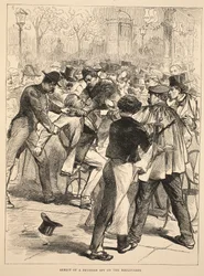 Arresto di una spia prussiana sui Boulevards, settembre 1870, illustrazione da "Cassell
