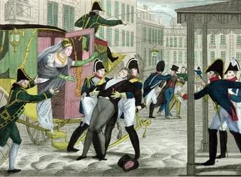 Assassinio di Charles-Ferdinand di Francia (1778-1820), duca di Berry, da parte di Louis Louvel, davanti al teatro dell