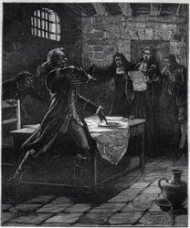 Tentato suicidio del Marchese Thomas Arthur, Barone de Tollendal, Conte di Lally (1702 - 1766), generale francese di origine irlandese al momento dell