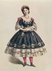 Abito da ballo decorato con carte de visite fotografiche, c.1860