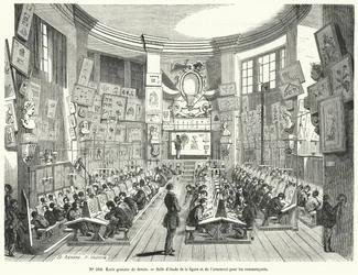 Classe per principianti in una scuola gratuita di disegno, Francia