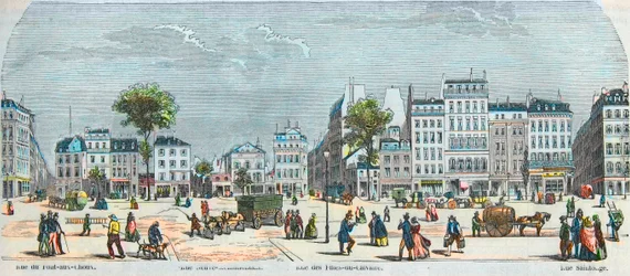 Boulevard des Filles du Calvaire e Boulevard du Temple - Rue Pont aux Choux - Rue des Filles-du-Calvaire - Rue Saintonge - Incisione in 