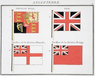 Bandiere marittime britanniche, da un libro francese delle bandiere, c.1819