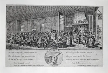 Cabaret du Tambour Royal di Jean Ramponneau, incisione