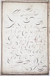 Calligrafia: Tavola di lettere maiuscole chiamate major batardes, calligrafate il 5 aprile