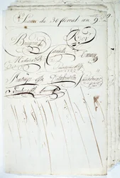 Calligrafia: foglio del registro della Società Accademica di Scrittura, 30 Floreal anno IX