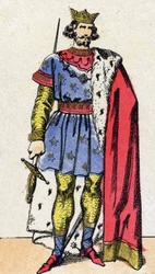 Dinastia capetingia: Ritratto di Luigi VIII detto il Leone, re dei Franchi dal 1223 al 1226. Immagine di Epinal della fine del XIX secolo. Collezione privata.