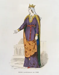 Regina capetingia nel 1360, da Costumes civils et militaires des francais a travers les siecles