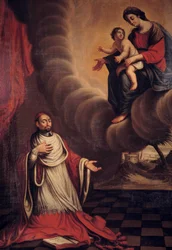 Il cardinale Berulle inginocchiato davanti alla Vergine