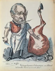 Caricatura di Napoleone III (1808-73) come macellaio di cavalli durante l