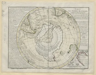 Carta delle Terre Australes tra il Tropico del Capricorno e il Polo Antartico...sulla carta di M. de Lozier Bouvet, di P. Buache