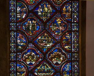 Cattedrale di Chartres, vetrata: vita di Noè, dettaglio centrale