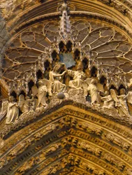 Cattedrale di Reims: dettaglio della facciata (Marna 51) raffigurante l