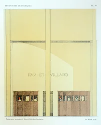 Showroom di ceramiche, Tavola 20, illustrazione da Devantures de Boutiques di Louis-Pierre Sezille, Parigi, 1927