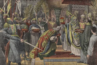 Carlo Magno incoronato da papa Leone III a Le Pelerin