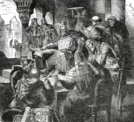 Carlo Magno con allievi e insegnanti della sua scuola palatina ad Aquisgrana, c.1890