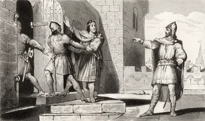 Carlo III (879-929) il Semplice catturato da uno dei suoi soldati, da 