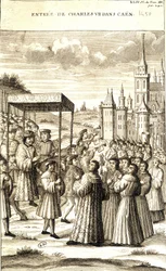 Carlo VII entra a Caen nel 1450