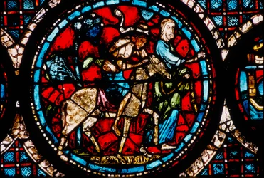 Cattedrale di Chartres, vetrata raffigurante la vetrata circolare del Buon Samaritano