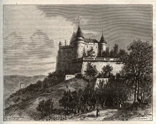 Castello di Mercues - Cahors - incisione in "La Francia illustrata: geografia, storia, amministrazione statistica" di V.A. Malt-Brown. 1884