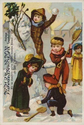 Bambini che costruiscono un pupazzo di neve, Perles Du Japon