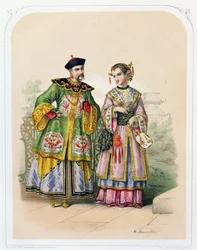 Gentiluomo e signora cinesi, metà del XIX secolo